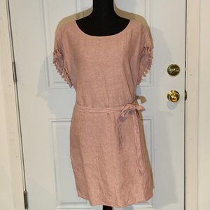 Pretty linen rose color summer dress.